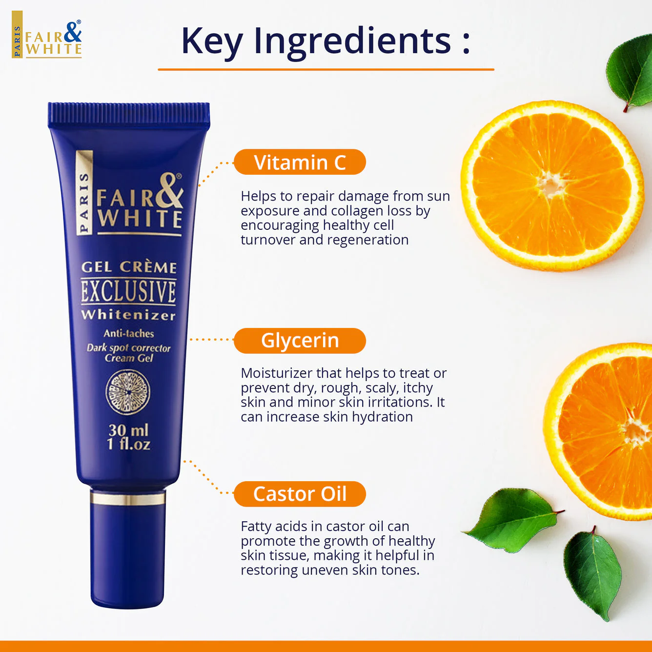 Fair And White Exclusive Brightening Gel Cream With Vitamin C 30ml / 1 fl oz - Image 2