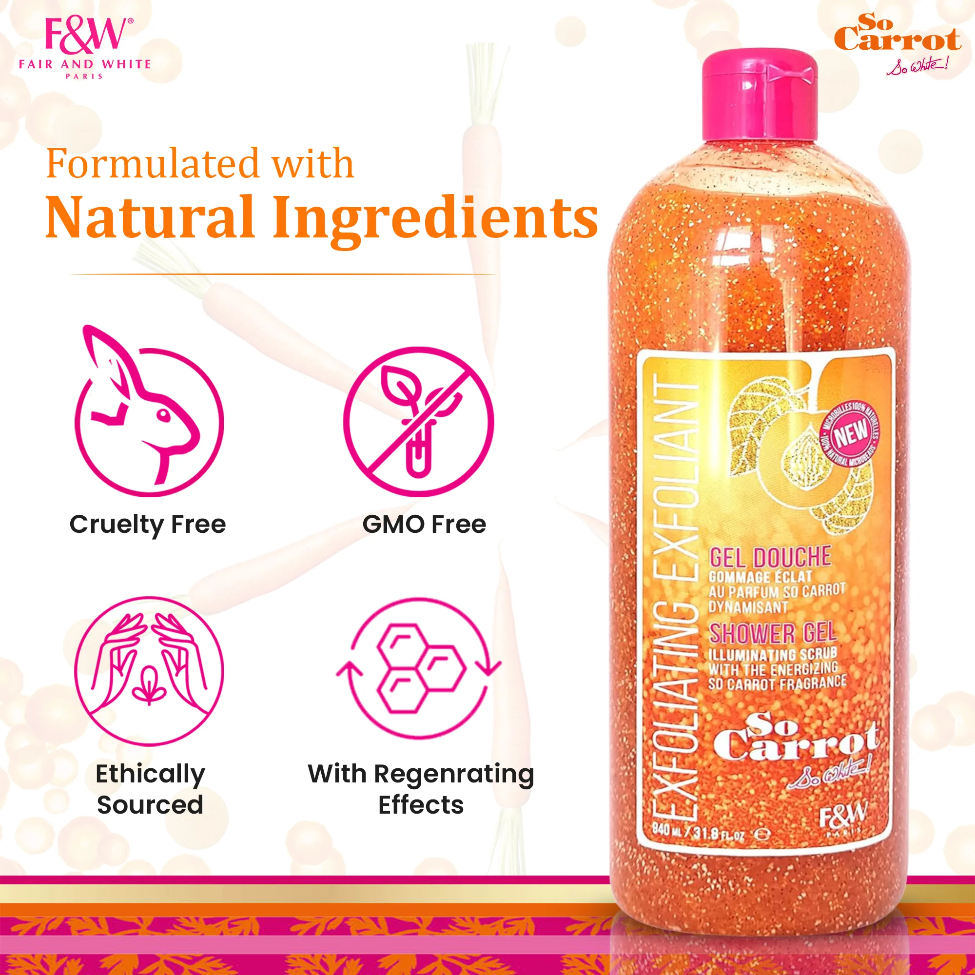Fair and White So Carrot Exfoliating Shower Gel 31.78 fl oz - Image 5