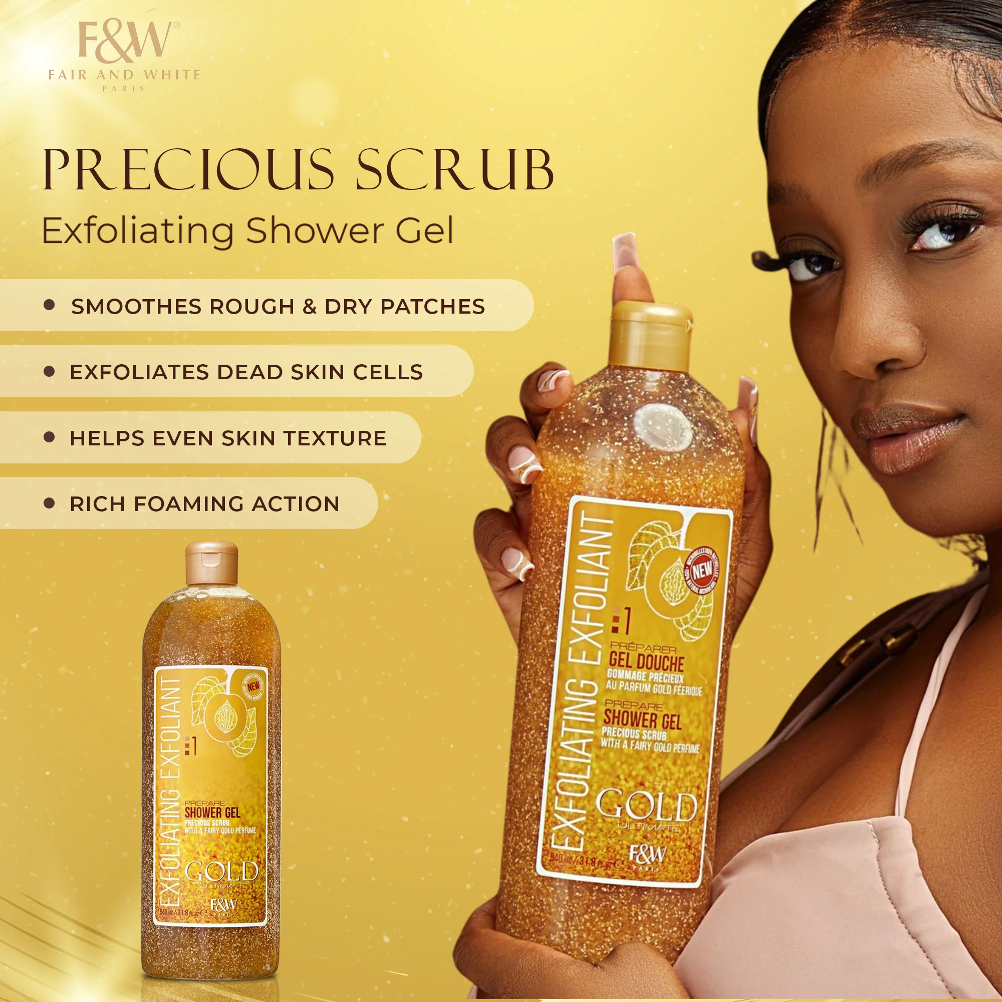 Gold :1 Exfoliating Shower Gel Scrub 940ml - Image 4