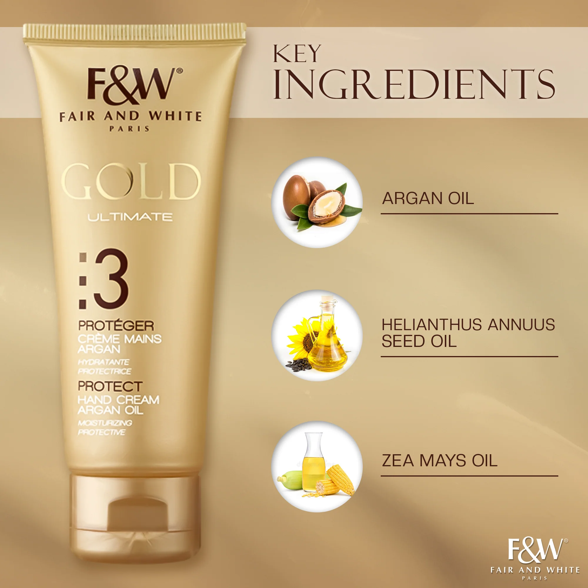 Gold :3 Argan Oil Hand Cream 75ml - Image 3