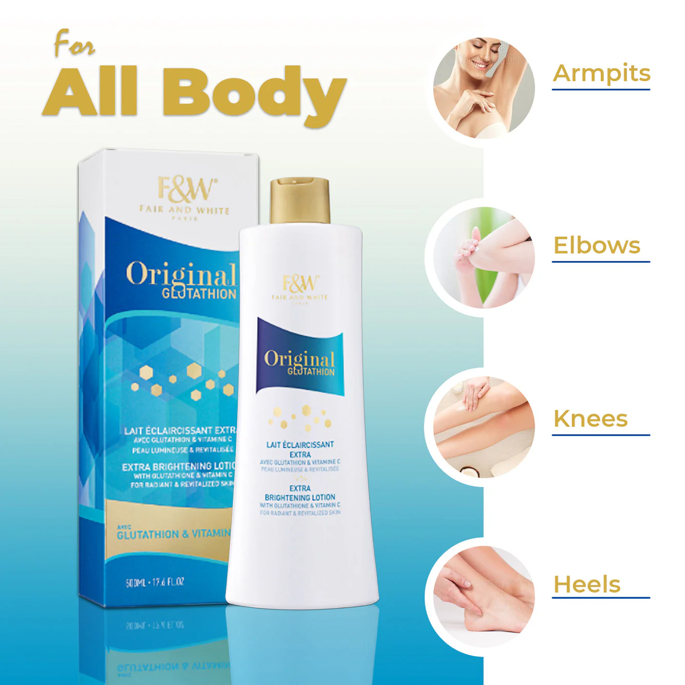 Fair And White Original Glutathion Extra Brightening Body Lotion 500ml / 17.6 fl oz - Image 6