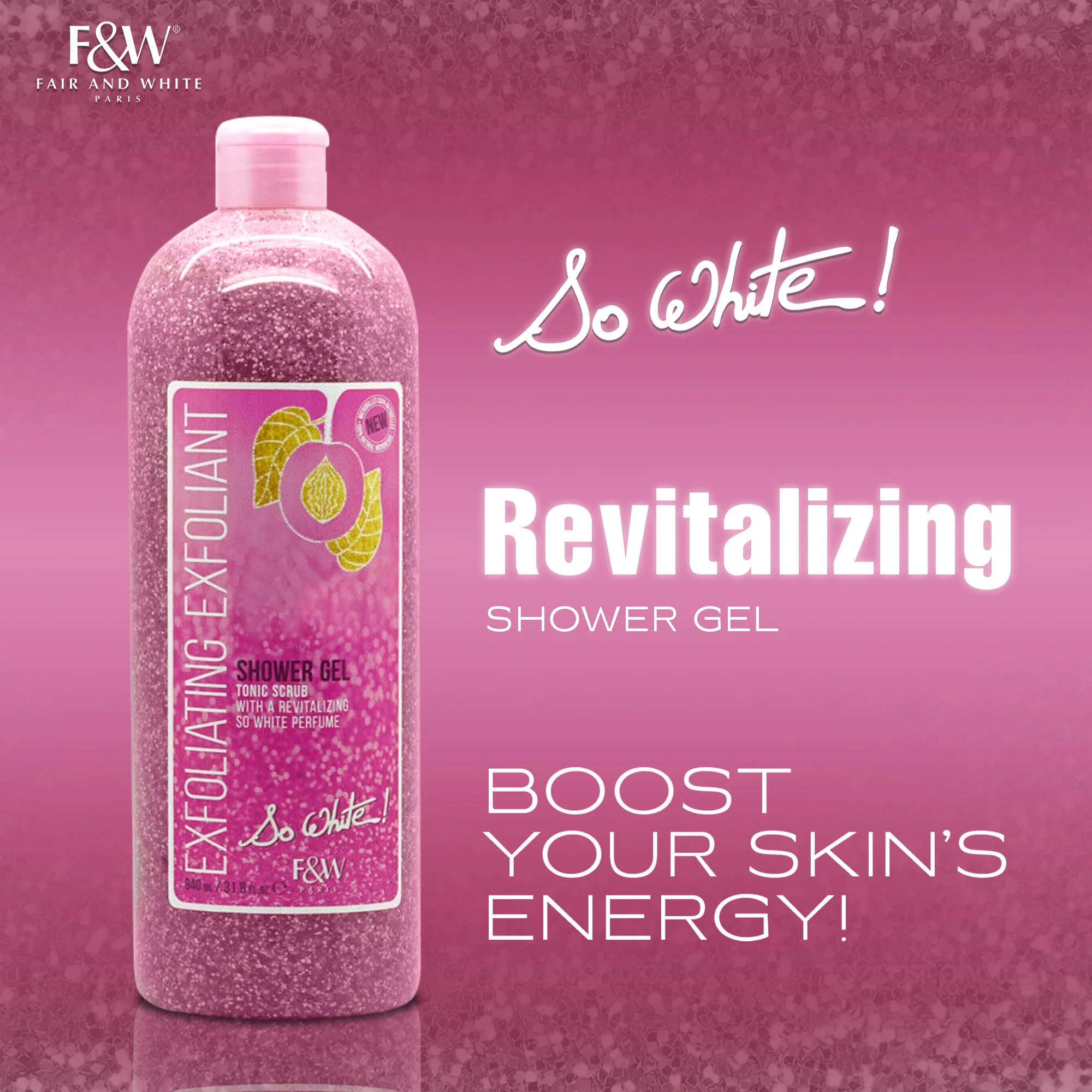 So White Exfoliating Shower Gel With Tonic Scrub 940ml - Image 4