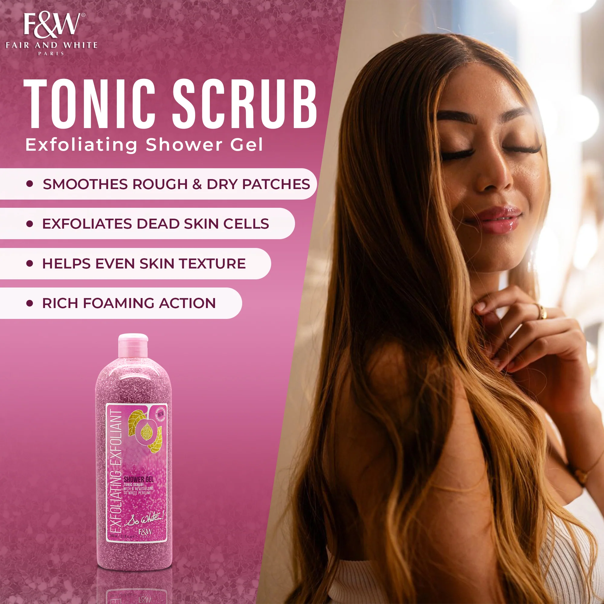 So White Exfoliating Shower Gel With Tonic Scrub 940ml - Image 5