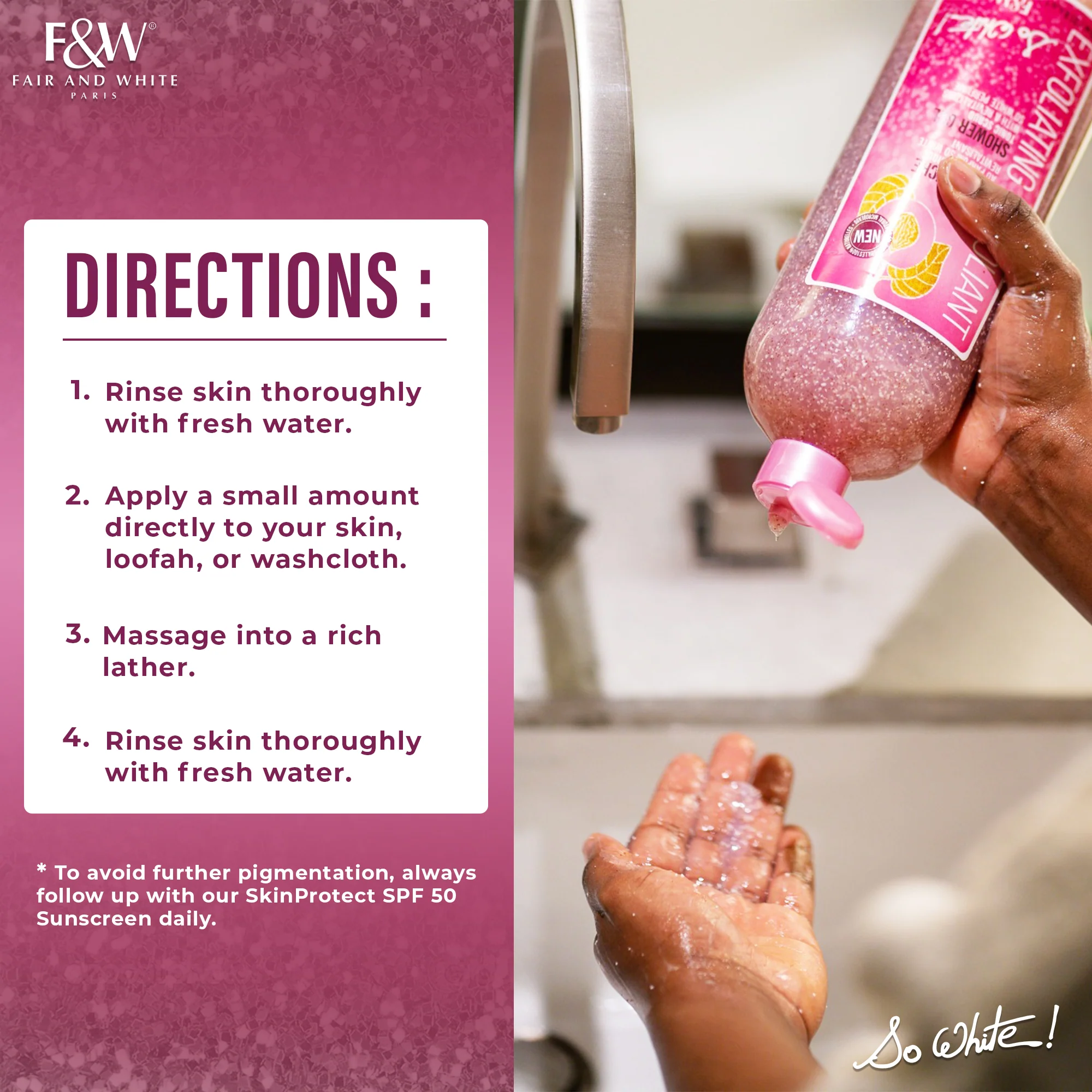 So White Exfoliating Shower Gel With Tonic Scrub 940ml - Image 7